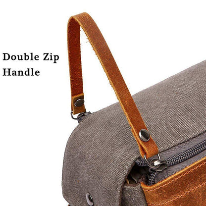 Toiletry Bag Shaving Kit Bag Leather Travel Shaving Bag Canvas Purse 24x12x15 Cm
