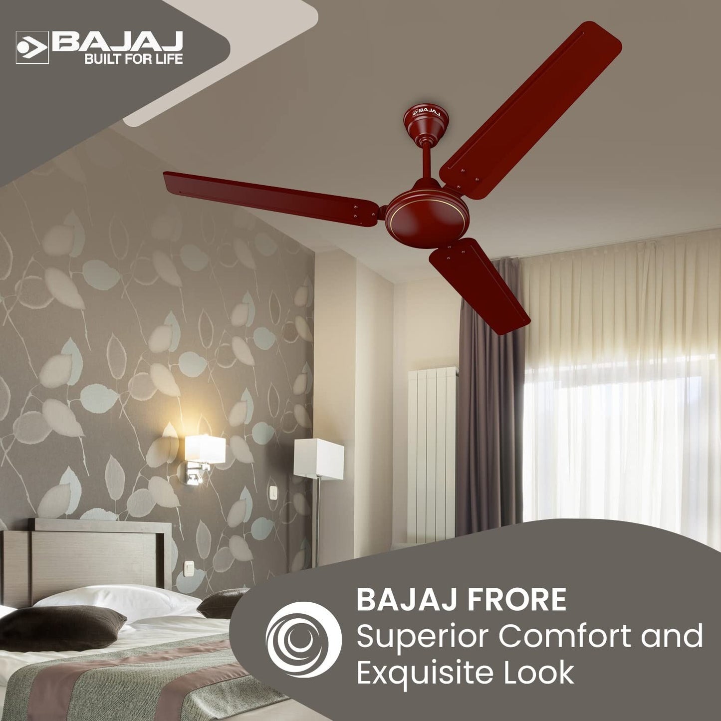 High Speed Frore 1200 mm Ceiling Fan Brown For Smart Home