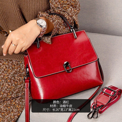 Cowhide Leather Bag One-shoulder Handbags Satchels Large Messenger 26*13*21 CM
