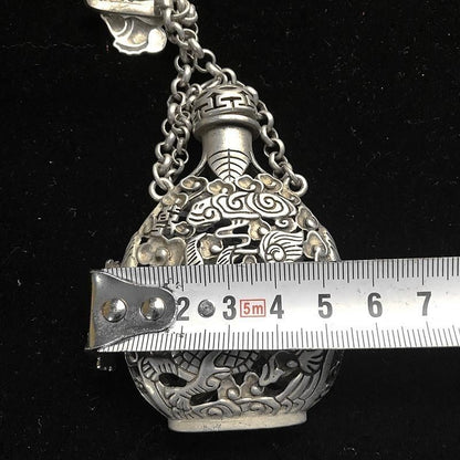 Vintage Chinese Silver Plated Copper Kylin Openwork Incense Sachet Collectible
