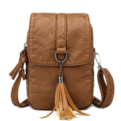 Small Shoulder Messenger Bag Leather Wallet Phone Bag Female Flip 21×14×7cm 1 PC