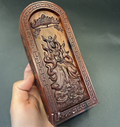 Lightning Struck Jujube Wood Carved Token Nine Tailed Fox Amulet Tool Collection