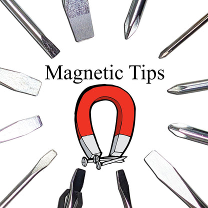 12 Piece Magnetic Screwdriver Set, Includes 8 Slotted & 4 Phillips Screwdrivers