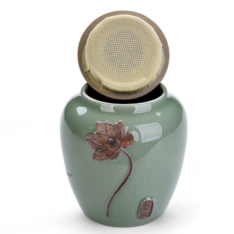 Exquisite Chinese Ceramic Tea Caddy Tea Canister Pot Sugar Coffee Bean Tea Jar