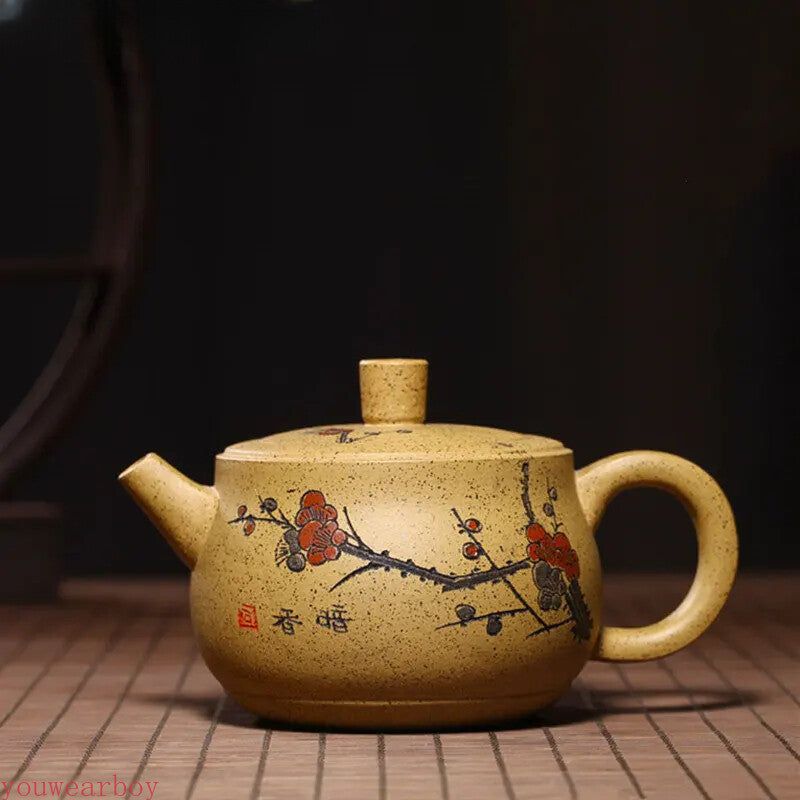 Yixing Purple Clay Tea Pot Handpainted Plum Blossom Teapot Raw Ore Section