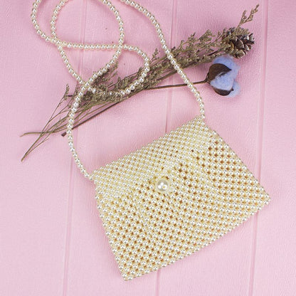 Handmade Beaded Dumpling Shape Pearl Bag Woven Shoulder Phone Clutch Coin Purse
