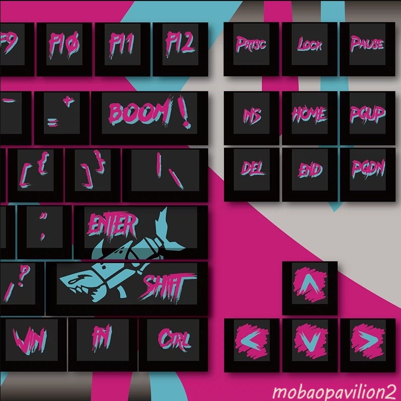 New Game League of Legends Jinx Theme Keycaps for Mechanical Keyboard 108 Keys