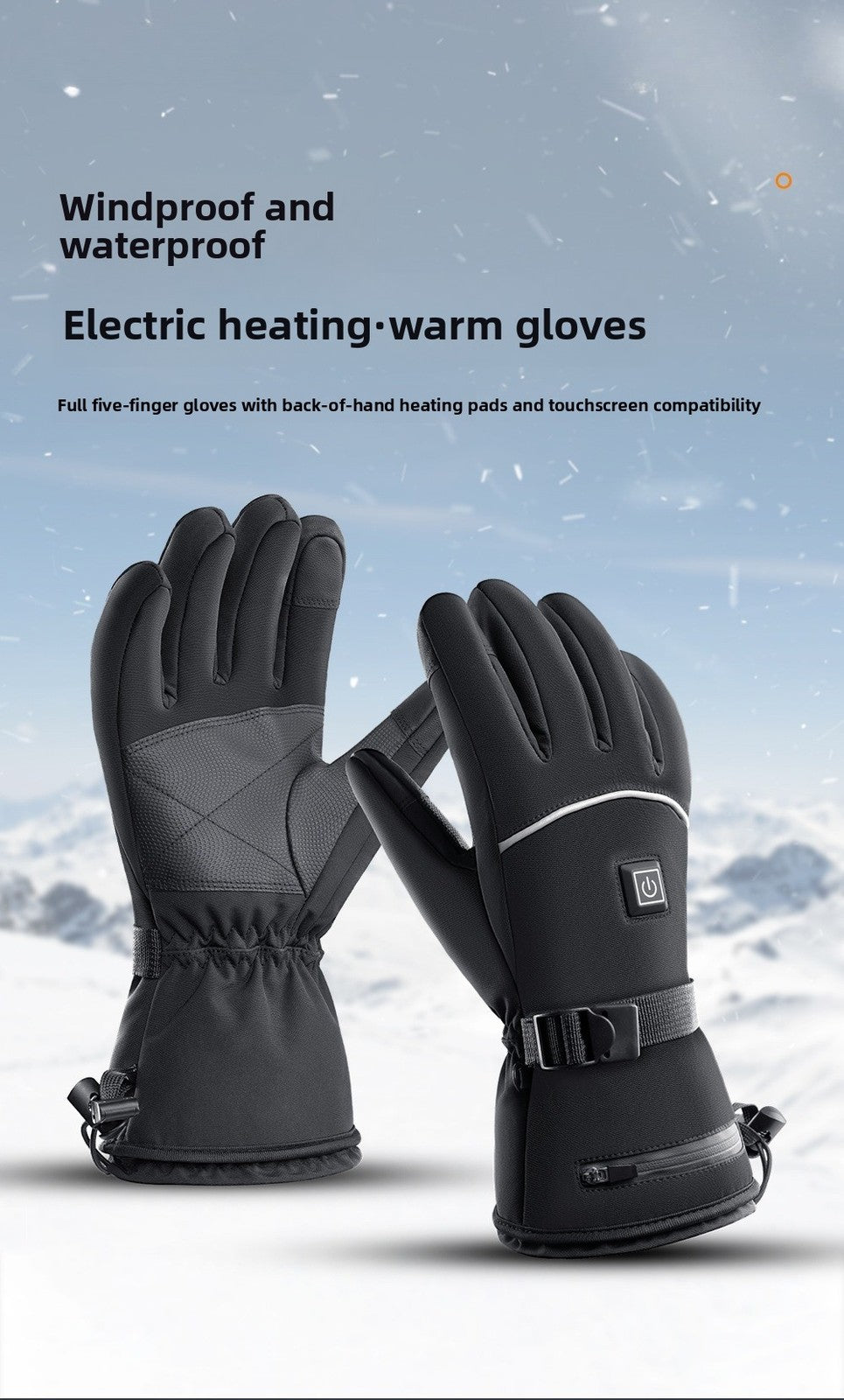 Winter intelligent heating warm gloves windproof and touch screen cycling skiing