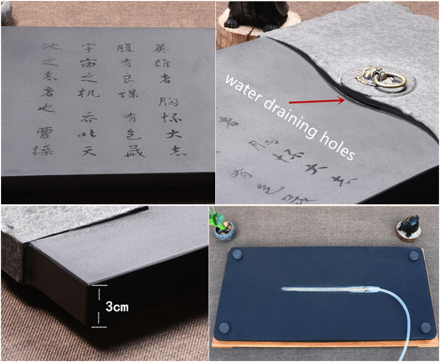 Courtyard Tea Table Weighted Stone Tea Tray Hand Carved Black Stone Tea Boat