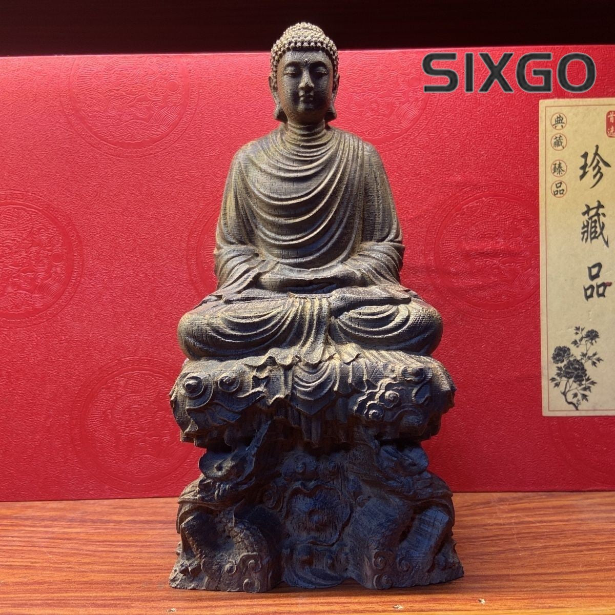 19cm Natural Agarwood Carved Buddha Statue Shakyamuni Feng Shui Home Decor Gift