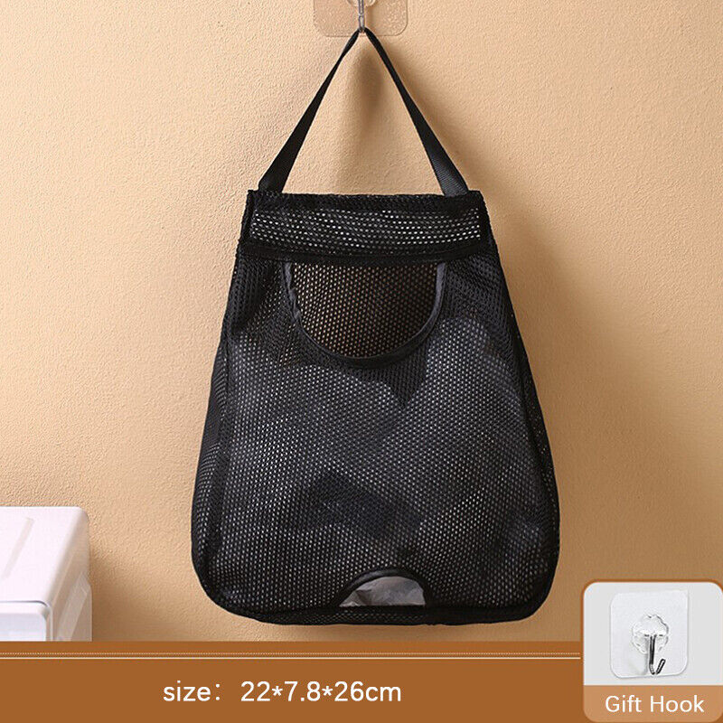 Kitchen Garbage Bag Storage Box For Plastic Bag Wall Hanging Bag With Hook