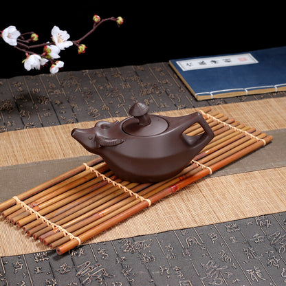 130ml Chinese Yixing Ox Design Purple Clay Pot Zisha Clay Pottery Teapot Tea Set
