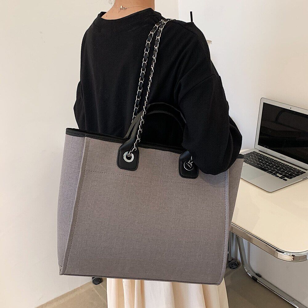 Canvas Shoulder Bag Women Tote Female Bags Chain Pink Handbags Handbag