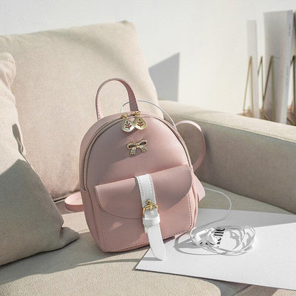 Mini Backpack Synthetic Leather Small School Bag Bow-knot Hollow Purse 17*8*19CM