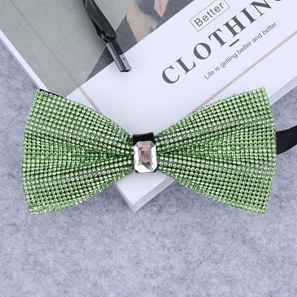 Men Rhinestone Bow Tie Shining Crystal Collar Bowtie Luxury Wedding Banquet Knot