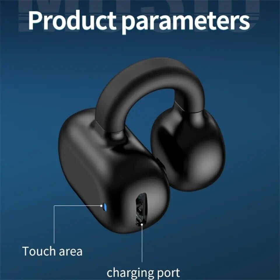 Ear Clip Wireless Bone Conduction Headphones Bluetooth 5.3 Earbuds Single 2023