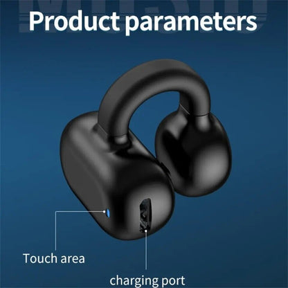 Ear Clip Wireless Bone Conduction Headphones Bluetooth 5.3 Earbuds Single 2023