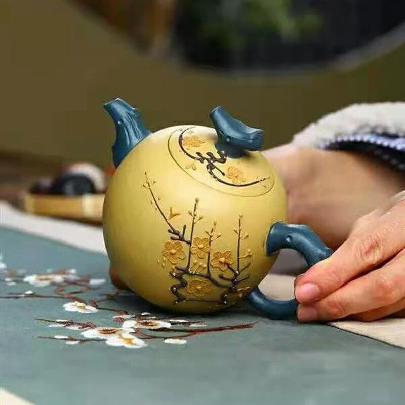 280ml Chinese Handmade Yixing Zisha Teapot Two-color Plum Blossom Teapot