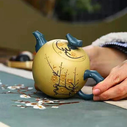 280ml Chinese Handmade Yixing Zisha Teapot Two-color Plum Blossom Teapot