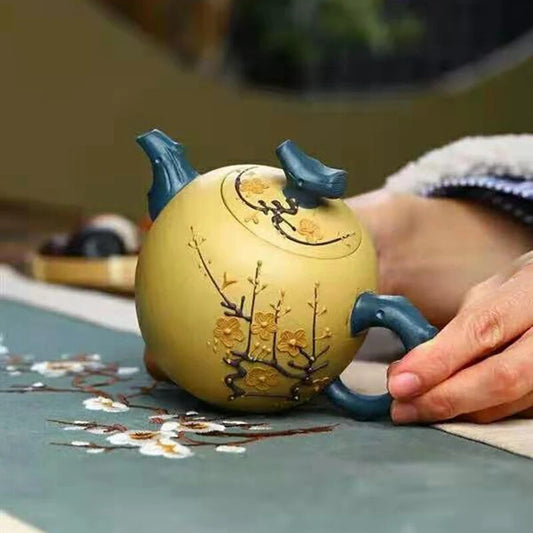 280ml Chinese Handmade Yixing Zisha Teapot Two-color Plum Blossom Teapot