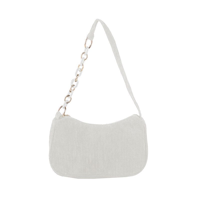Handle Bag Canvas Cloth Chain Handbag Corduroy Shoulder Underarm Small Clutch