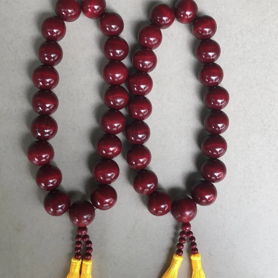 30mm*19 Beads Natural Wood Red Buddha Pendant Shaolin Temple Blessing Meditation