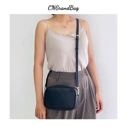 Genuine Leather Pebble Pattern Shoulder Bag Small Square Messenger Bags Purse
