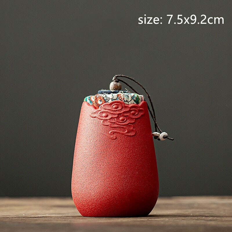 Portable Small Tea Caddy Travel Ceramics Sealed Jar Tea Storage Coffee Canister