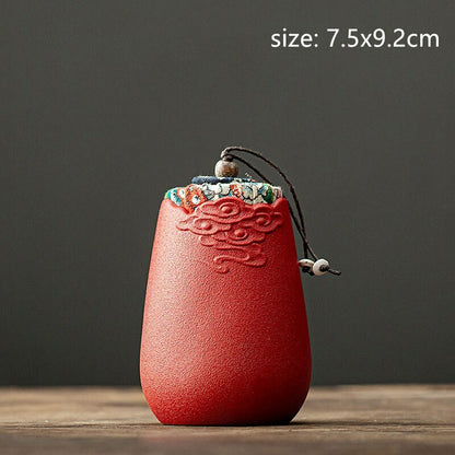 Portable Small Tea Caddy Travel Ceramics Sealed Jar Tea Storage Coffee Canister