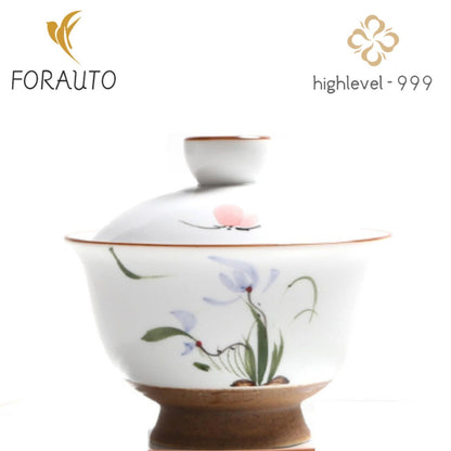Chinese White Ceramic Gaiwan Tea Cup 160ml 5.4oz Handmade Kungfu Tea Set