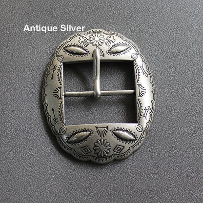 Belt Buckle 40mm Metal Carved Middle Center Half Bar Pin Clasp DIY Leather Strap