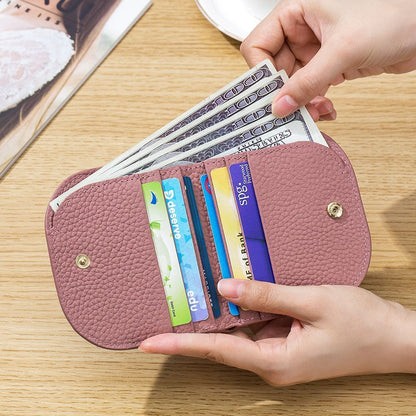 Versatile Zipper Coin Pocket Small Billfold Genuine Leather Card Slot Bag Wallet