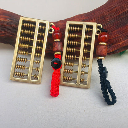 Brass Abacus Keychain Lucky Wealth Pendant Car Key Hanging Ornament