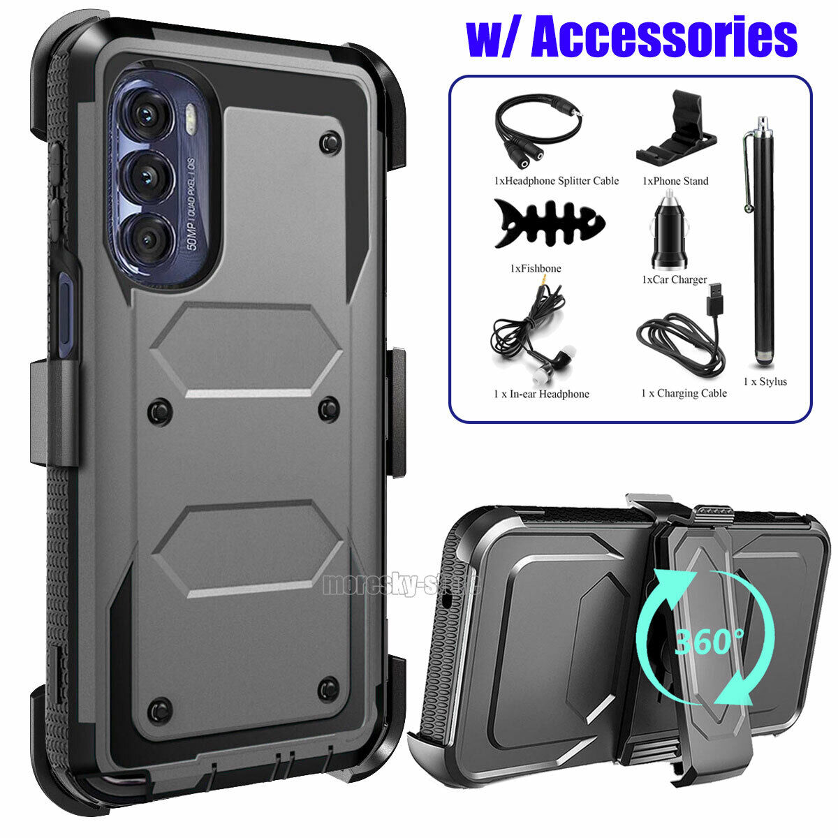 Rugged Case For Motorola Moto G Stylus 2022 w/ 360 Clip Holster Cover Accessory