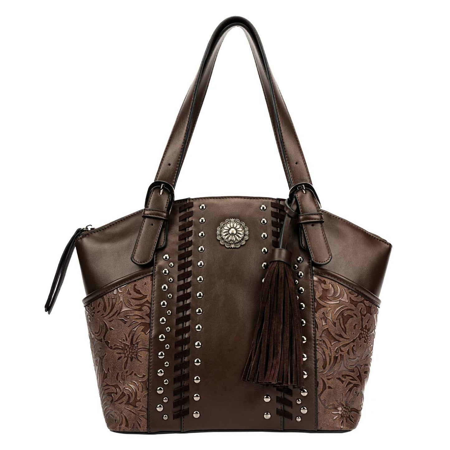 Celela Women Hand Bag Fringe Studs Stitch Tote Purse Top-handle shoulder Bags