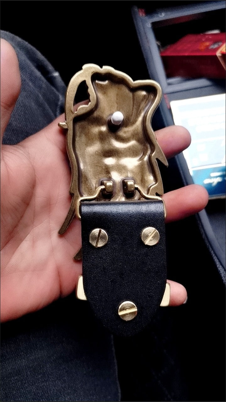 Solid Brass 3D Dragon Head Belt Buckle Men's Smooth Buckle for 3.8cm Belts