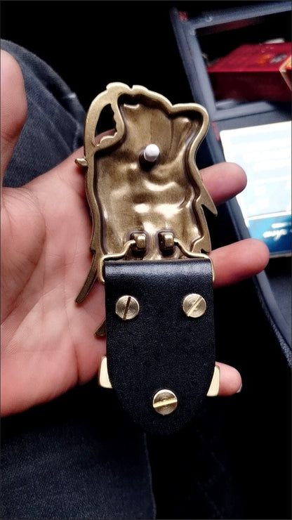 Solid Brass 3D Dragon Head Belt Buckle Men's Smooth Buckle for 3.8cm Belts