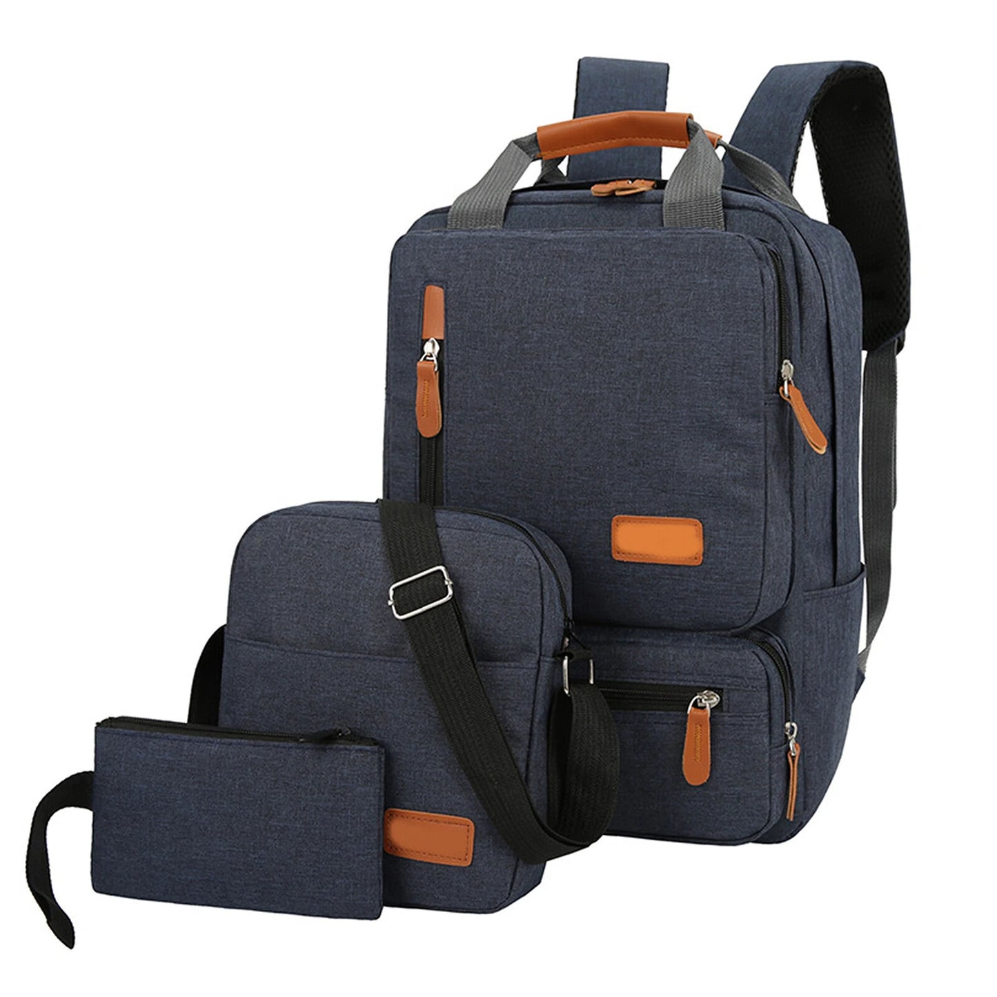 3pcs Backpack Set Women Men Laptop Backpack Shoulder Bag Travel School Business