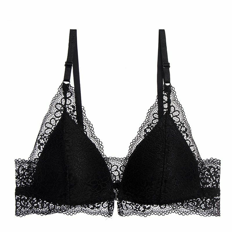 Women Bra Lace Wireless Front Closure Sexy Lingerie Push Up Breathable Bralette
