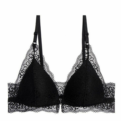 Women Bra Lace Wireless Front Closure Sexy Lingerie Push Up Breathable Bralette