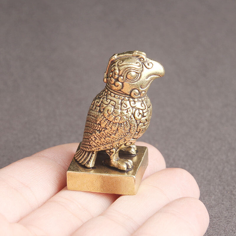 Collection of Copper Seal Handicrafts for Bird Statue Tabletop Ornaments