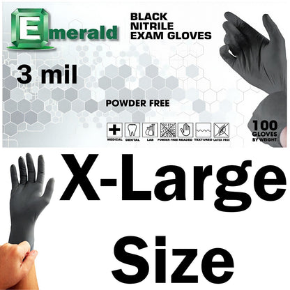 100 Count SIZE X-LARGE Powder-Free Nitrile Gloves, 3 Mil, Food Grade, Disposable