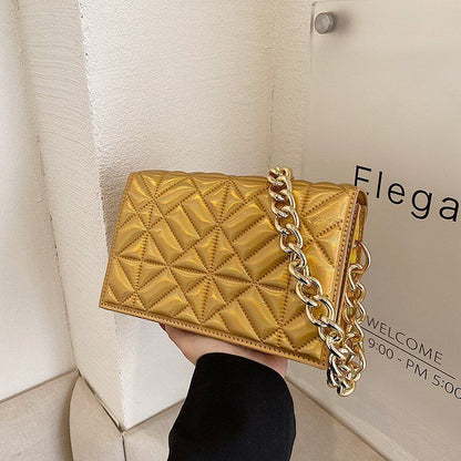 Metal Chain Shoulder Bag Handbag Purse Shiny Leather Small Fashion 22*14*7 CM