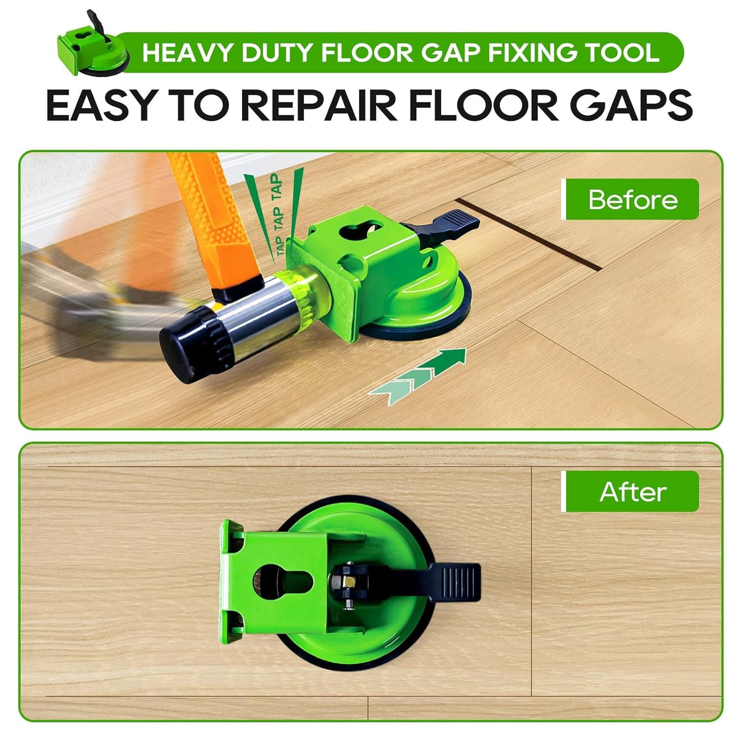 Heavy Duty Floor Gap Fixer Tool, Made of Iron & Enhanced Suction Cup. with 5Pcs
