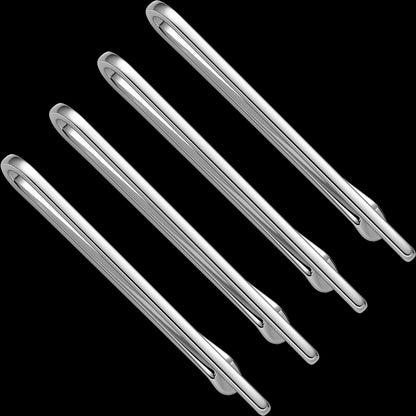 Men Tie Clip 4Pcs Set Stainless Steel Skinny Bar Gift Box Packed Wedding Jewelry