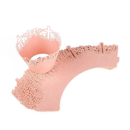 Baking Cup Liners 25Pcs Filigree Lace Out Cross Vine Paper Cake Cupcake Wrappers