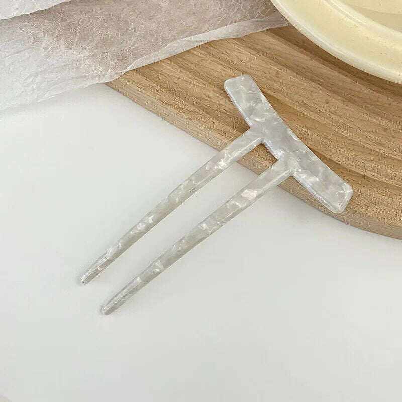 Women Hair Accessories Acetic Acid U-Shaped 2 Teeth Hairpin Fork Clips 9.6x6.6cm