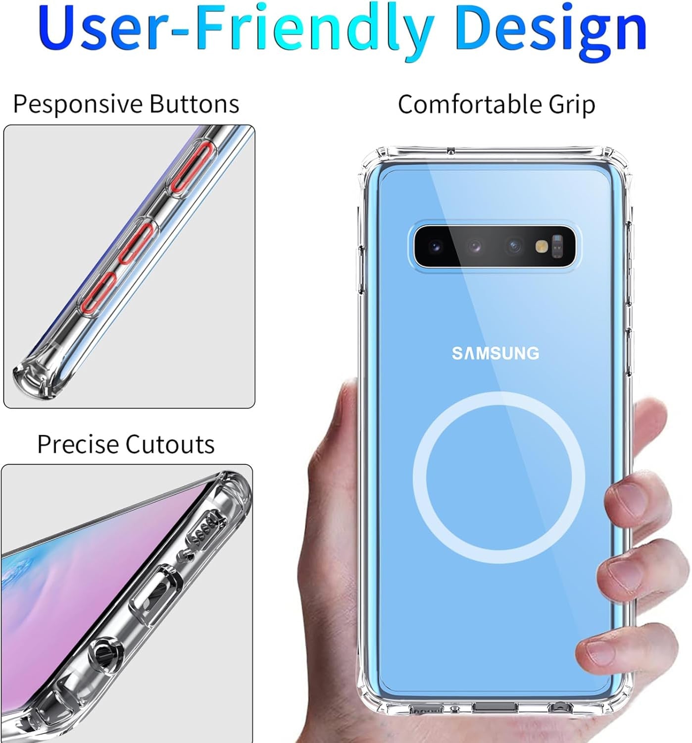 For Samsung Galaxy S10+ plus Case 6.4 Inch,With 200% Stronger Magnetic, Anti-Yel