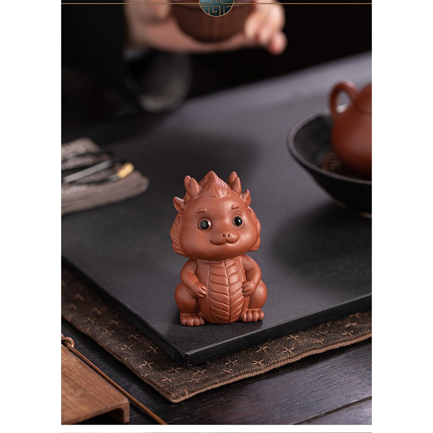 Chinese Mythical Purple Sands Tea Pet 8.4cm Kungfu Tea Table Decoration Tea Play