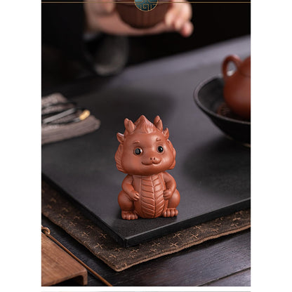 Chinese Mythical Purple Sands Tea Pet 8.4cm Kungfu Tea Table Decoration Tea Play